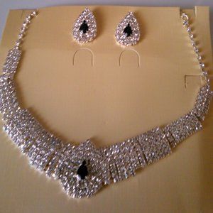 Bridal Chocker Necklace And Earrings Crystal Clustered Set Formal